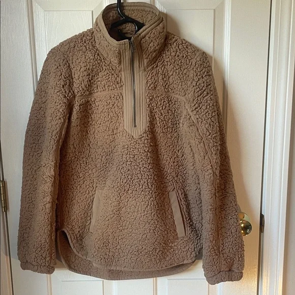 Abercrombie & Fitch Taupe Sherpa Pullover Jacket - Picture 1 of 2